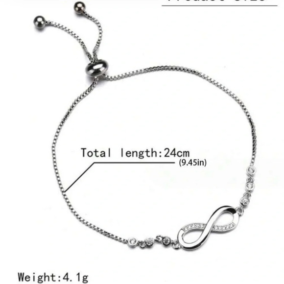 Infinity gold plated bracelet with Cubic Zirconia stones, adjustable NIB - Picture 7 of 7